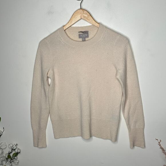 J. CREW Cashmere Classic-Fit Crewneck Sweater Heather Natural Sz S $148 {G50} - Picture 2 of 6